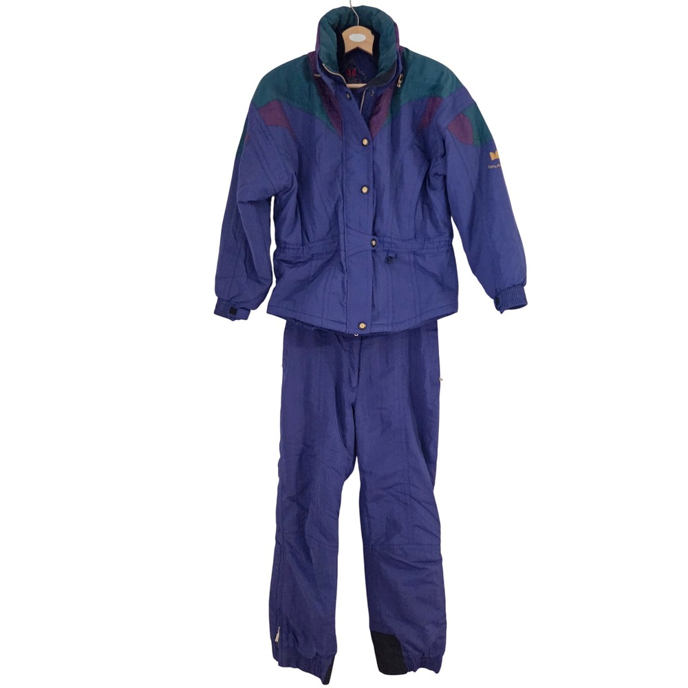 Vintage Couloir Womens Ski Suit Set Purple Teal Colorblock Jacket Pants Sz 10 12